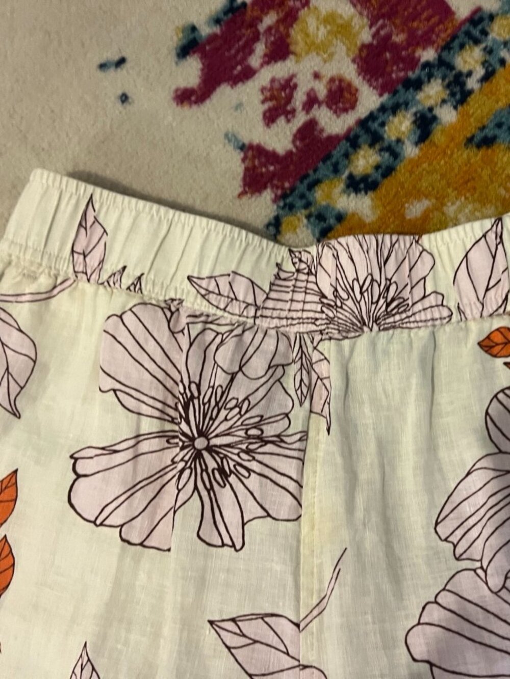 Rachel Roy 100% Linen Floral Wide Leg Pants Size L - Picture 5 of 5